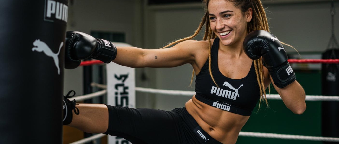 Nivee no Ringue treinando com look Puma.